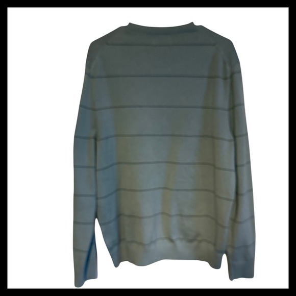 NWT Calvin Klein Supima Cotton Striped Sweater Mens XL Stormy Sea Crew Neck - Picture 2 of 4